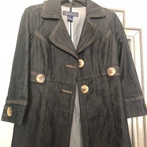 Baccini | Jackets & Coats | Baccini Dark Denim Long Jacket Blazer Pm ...